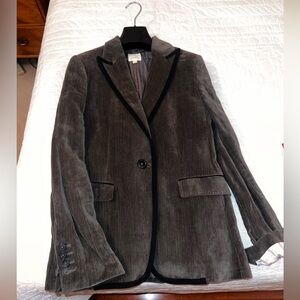Billy Reid Women’s Grey Smoking Velvet Blazer with Black Piping Size 6